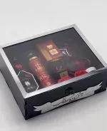 باکس کادوی ولنتاین دخترانه کد V105 شامل مینی نوتلا، رز معطر و ساعت شنی قلبی