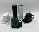 جزئیات پک سازمانی ماگ سرامیکی هیتردار همراه با فلاسک یونیک و قاشق طلایی