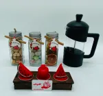 پک هدیه شب یلدا Y116 شامل فرنچ پرس، آجیل، میوه خشک و شکلات در بسته‌بندی چوبی رویال