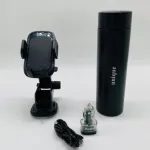 پک هدیه خودرویی کد 108 در هاردباکس شکیل؛ فلاسک استیل 304 دوجداره، شارژر فندکی دو پورت USB و پایه گوشی 4 تا 7 اینچ