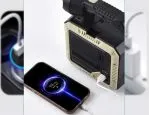 پنل خورشیدی و درگاه شارژ USB-C روی بدنه چراغ قوه چندکاره سولار C-7739