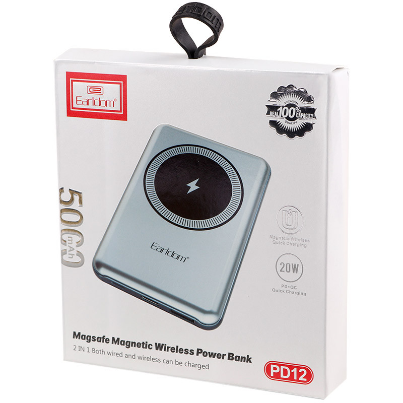 پاور بانک بی سیم ارلدام مدل ET-PD12 ظرفیت 5000 میلی آمپر