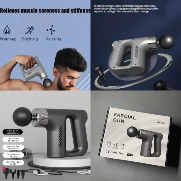 ماساژور تفنگی FASICAL GUN مدل KH-740 با بدنه ABS و سری گرد و تخت