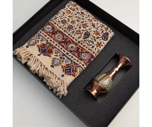 پک گلدان خاتم و قلمکاری