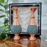 پک گلدان فیروزه کوبی مجموعه دو عددی سایز 16