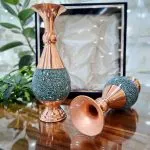 پک گلدان فیروزه کوبی مجموعه دو عددی سایز 16 همراه جعبه