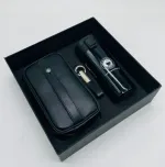 باکس هدیه مردانه کد CB27 | هاردباکس شیک شامل تراول ماگ کافی دکمه‌دار، کیف دستی پاسپورتی مردانه و جاکلیدی چرم طبیعی