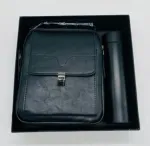 باکس هدیه سازمانی مردانه کد CB31 شامل کیف پاسپورتی چرمی دوشی و فلاسک یونیک درجه‌دار - هدیه تبلیغاتی ویژه کارمندان و شرکا