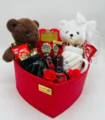 خرس پولیشی وارداتی با گردنبند برگی، در دو رنگ قهوه‌ای و سفید، هدیه اصلی باکس ولنتاین V157.