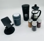 پک هدیه سازمانی کد CB62 با تراول ماگ، بخور سرد، پایه گوشی و دمنوش گیاهی
