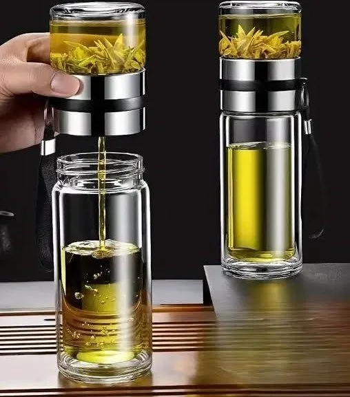 فلاسک دمنوش ساز دوجداره مدل مخزن دار0