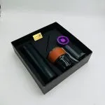 پک هدیه سازمانی تابستانه CB83 شامل فلاسک دیجیتال، لیوان اسموتی دورچرم و پنکه دستی HM176