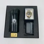 پک هدیه مدیریتی کد CB86، هدیه لوکس شامل تراول ماگ کافی، پاوربانک فشن سه کابل و ساعت سه موتوره کاسیو